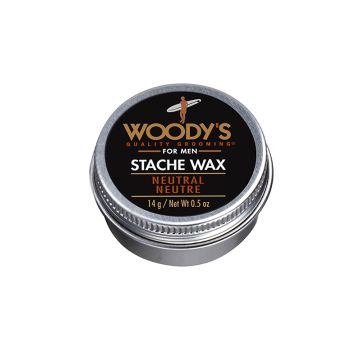Top view of a mustache wax in neutral variant with the printed labeled text